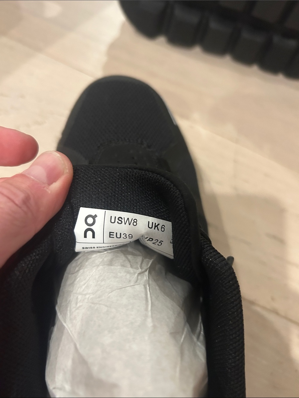 On Running Black Mesh Cloud Athletic Shoes with Reflective Accents - Picture 4 of 5